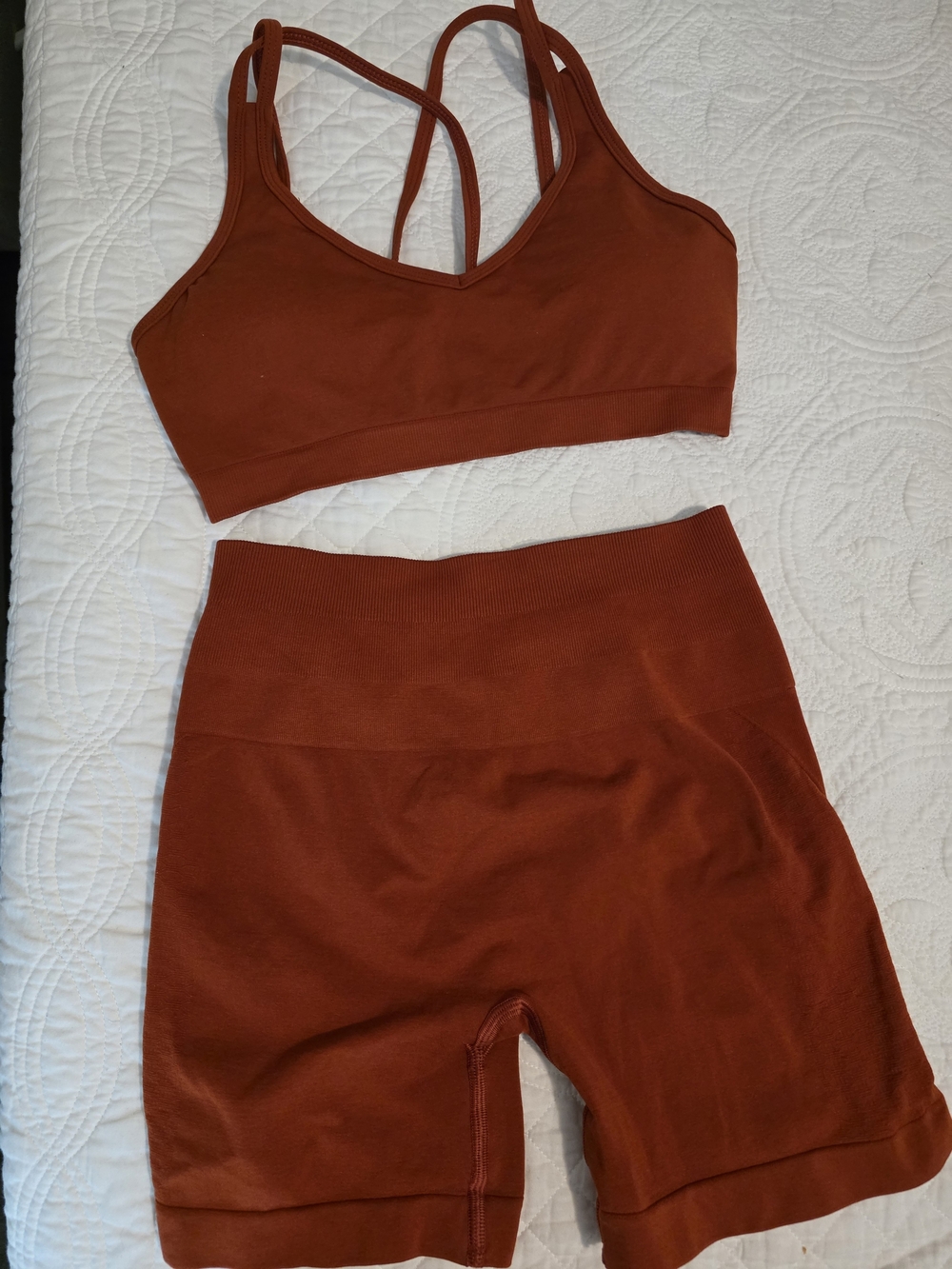 Alphalete Orange Athletic Shorts & Sports Bra Set